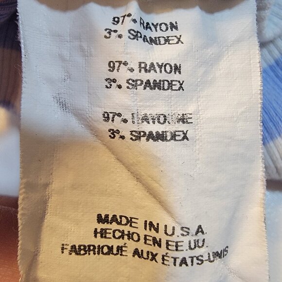 Y2K Bebe Rhinestone Tank Top Sz S Blue White Striped Stretch Knit - Picture 6 of 8